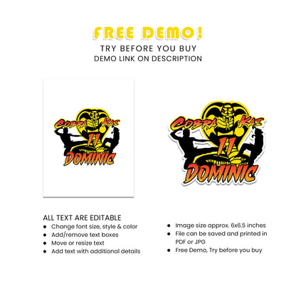 Cobra Kai Personalized Cake Toppers - Custom Cake Toppers for Cobra Kai Fans - Perfect for Birthdays