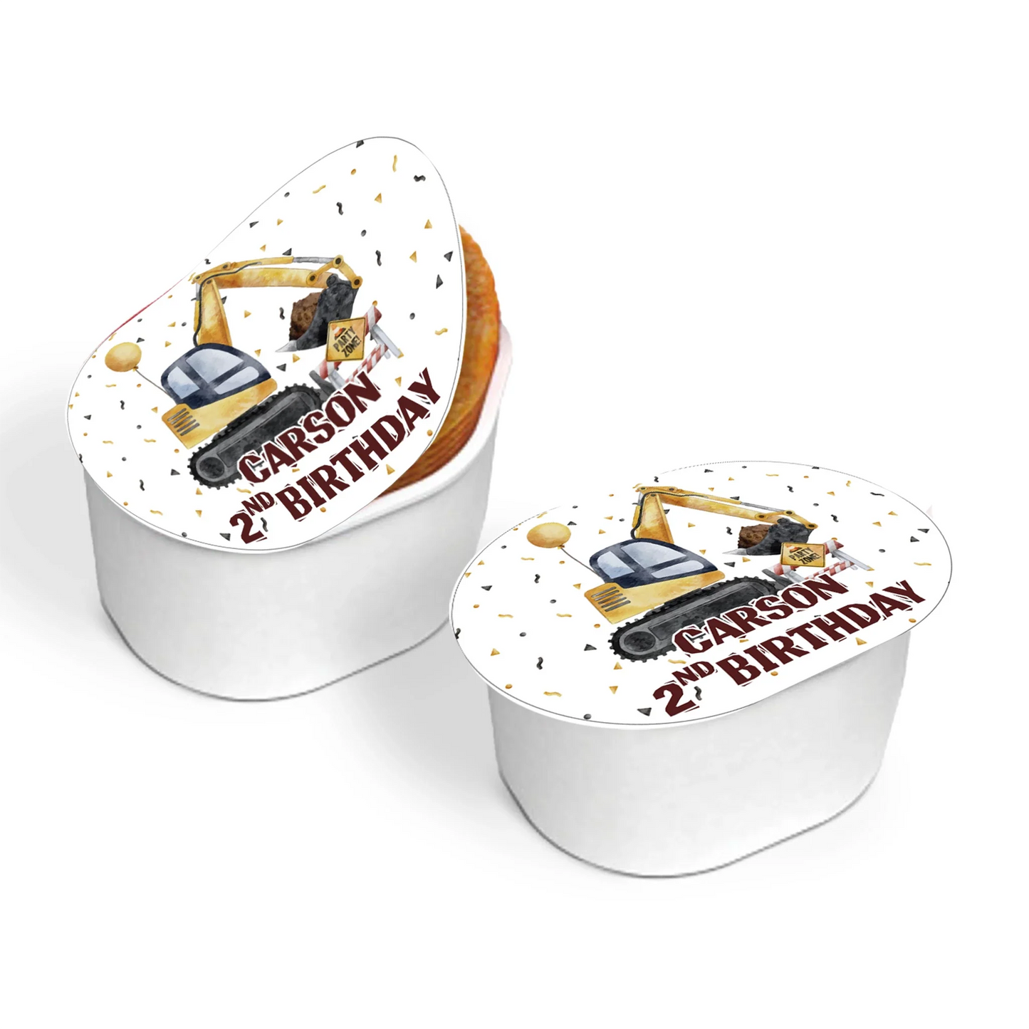 Mini Pringles label showcasing construction theme and custom text 