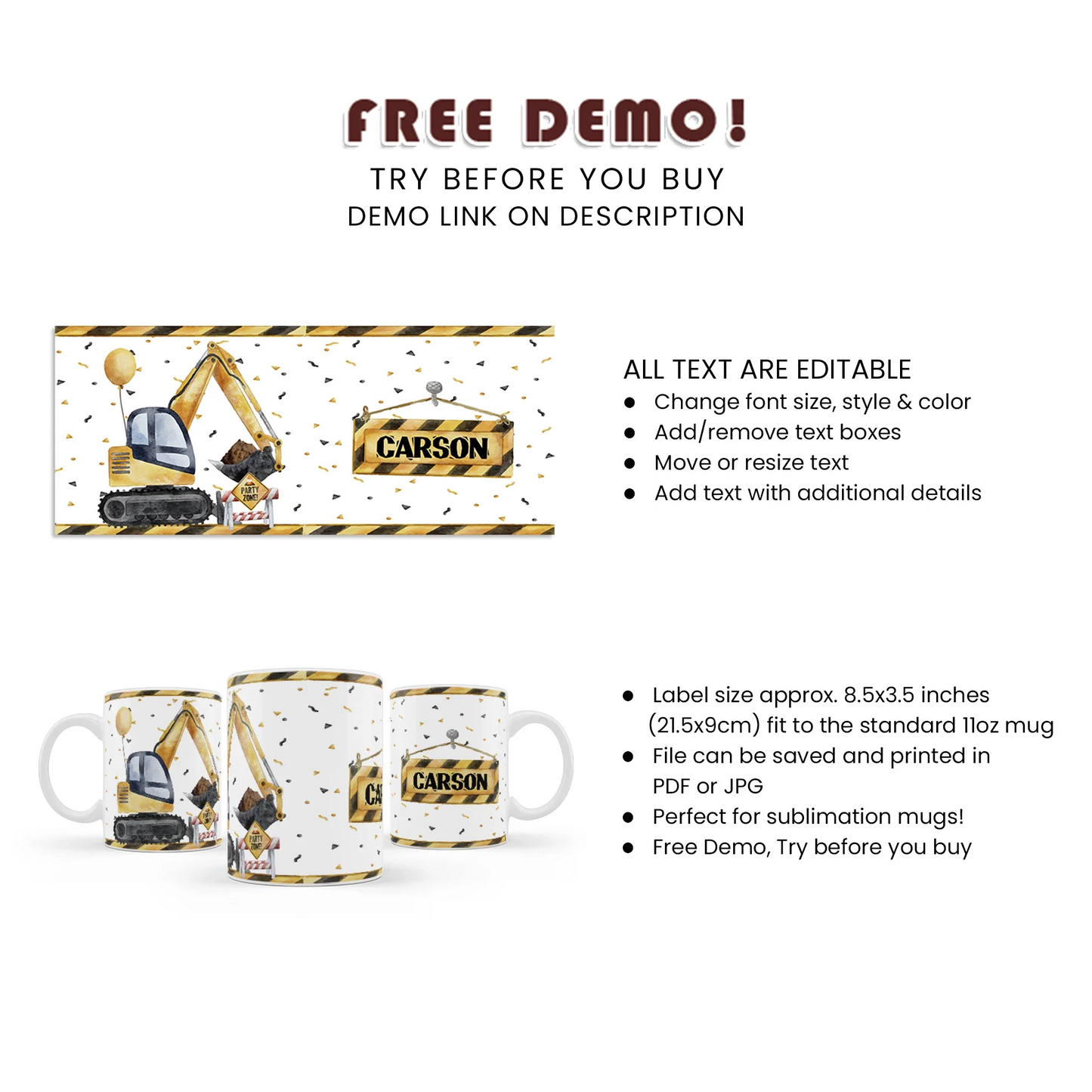 Construction Sublimation Mug