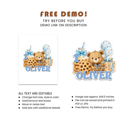 Cookies & Milk Personalized Cake Toppers Sweet Dessert Party Theme