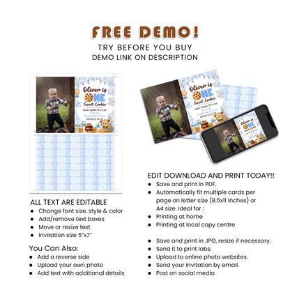 Cookies & Milk Personalized Photo Card Invitations Birthday Party