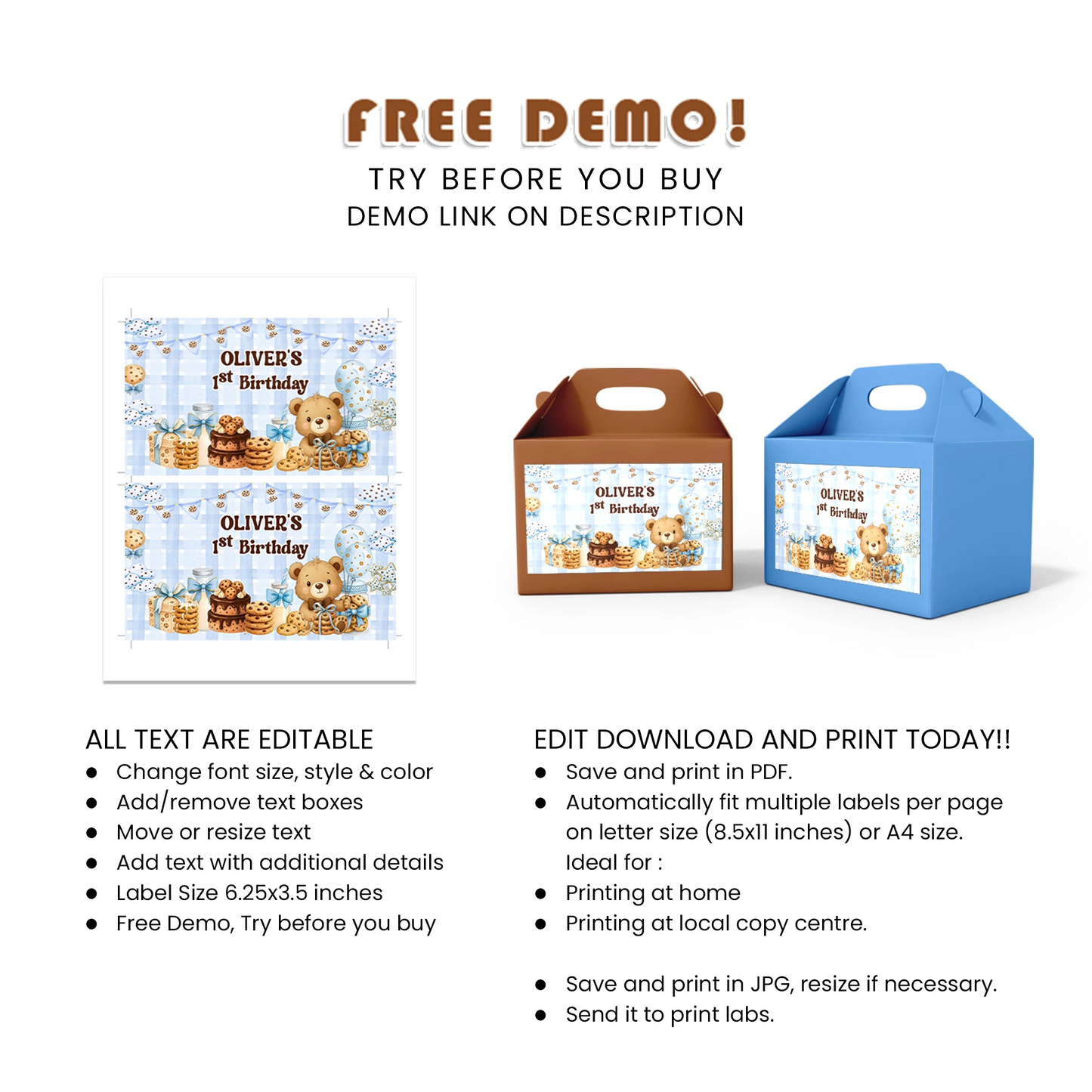 Cookies & Milk Treat Box Label Dessert Party Favor Stickers