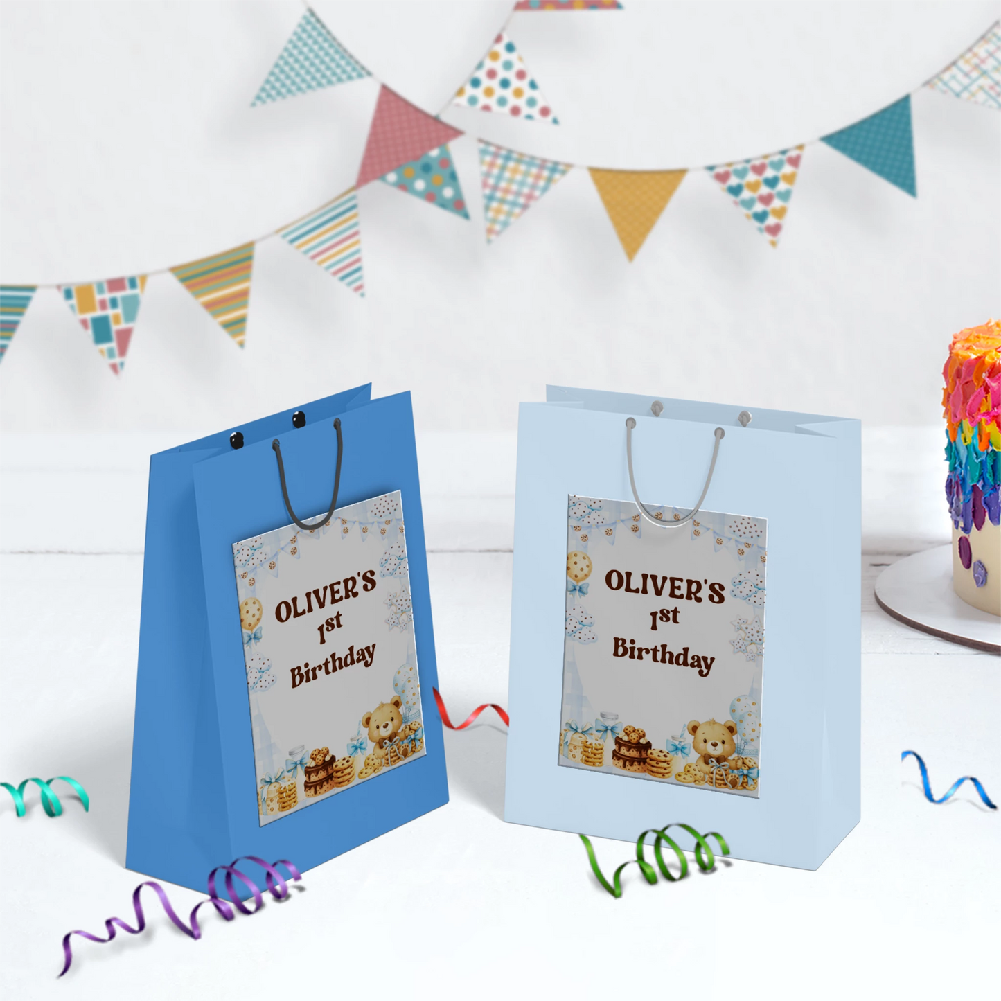 Cookies & Milk Birthday Decorations, Cookies & Bear Party Supplies, Baby Boy Birthday Themed, 1st Birthday Digital Template, Editable Cookies and Milk Image SVG PNG