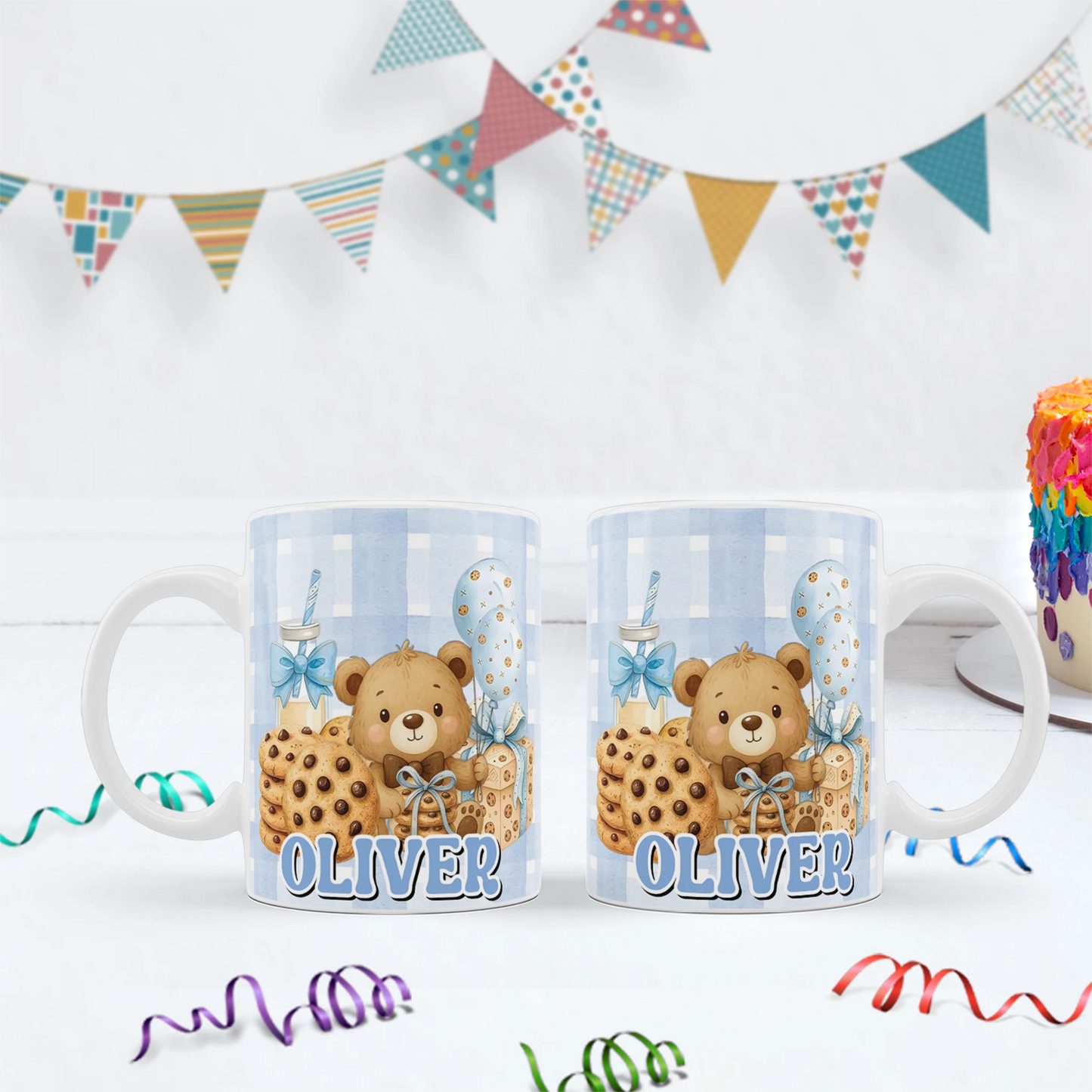 Cookies & Milk Birthday Decorations, Cookies & Bear Party Supplies, Baby Boy Birthday Themed, 1st Birthday Digital Template, Editable Cookies and Milk Image SVG PNG