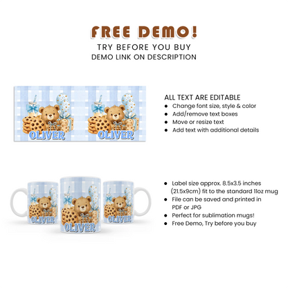 Cookies & Milk Sublimation Mug Sweet Dessert Theme Gift