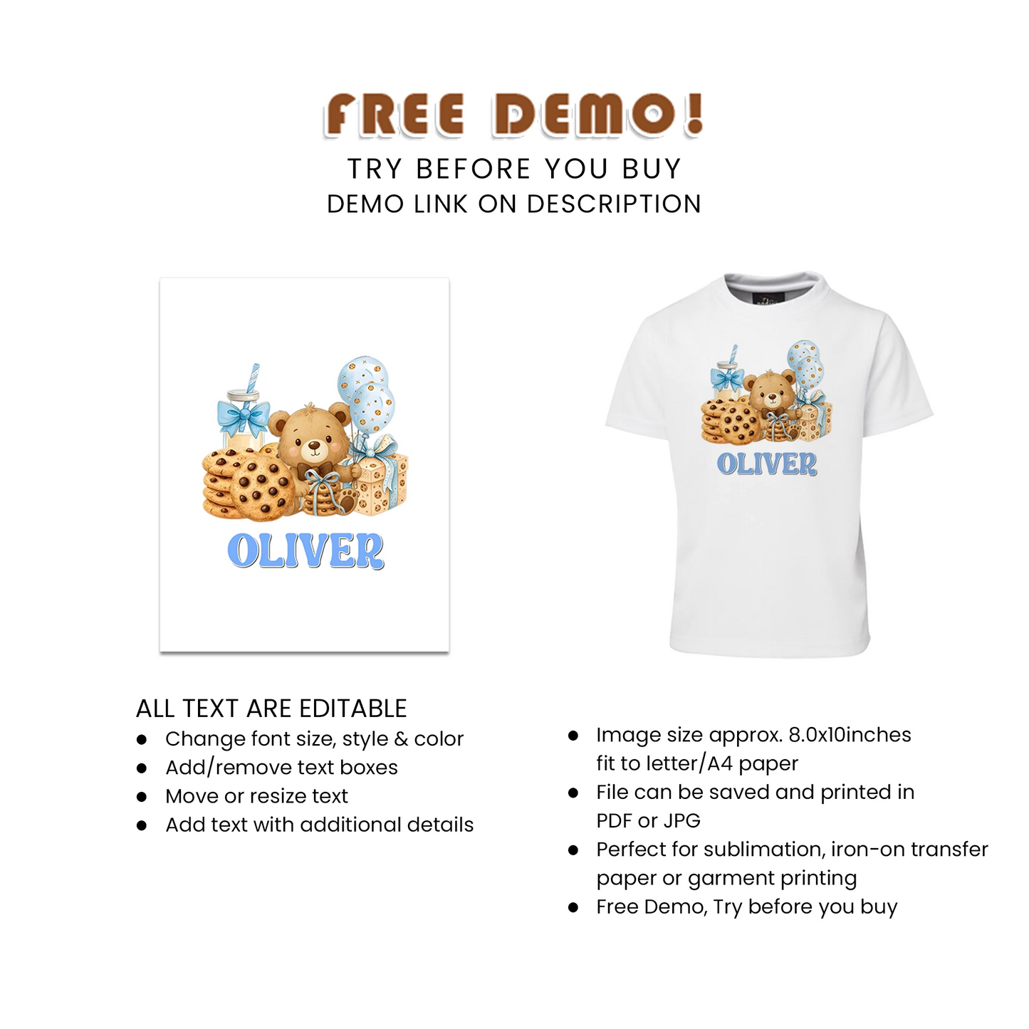 Cookies & Milk Sublimation T-Shirt Dessert Theme Birthday Shirt