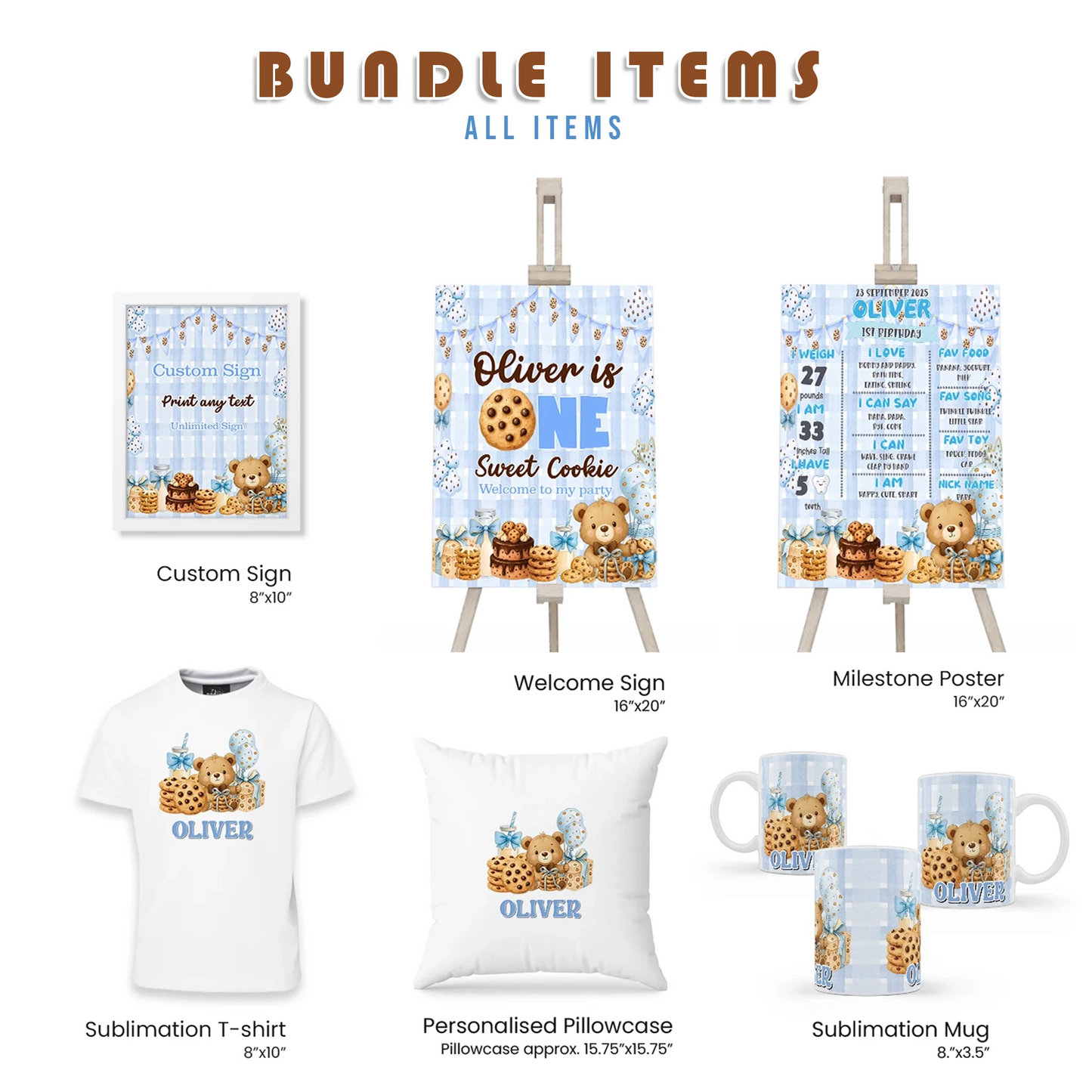 Buy Cookies & Milk Personalized Party Pack Bundle Birthday Decor