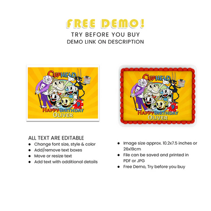 Best CUPHEAD Personalized Icing Sheet Cake Topper Images