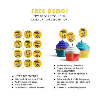 CUPHEAD Personalized Cupcake Toppers Cartoon Party Decorations