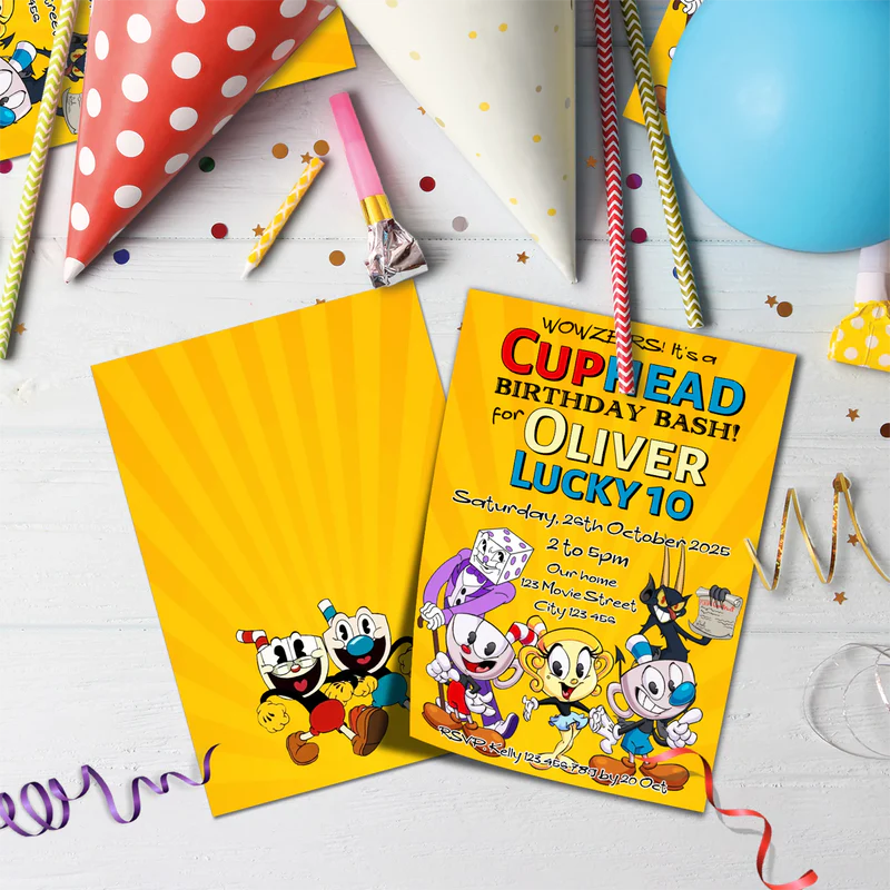 cuphead Birthday Decorations, netflix Party Supplies, cuphead games Themed, cuphead Digital Template, Editable CUPHEAD Image SVG PNG