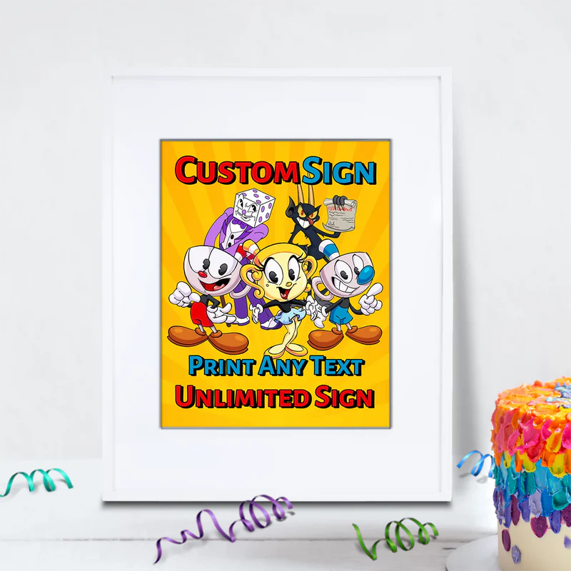 cuphead Birthday Decorations, netflix Party Supplies, cuphead games Themed, cuphead Digital Template, Editable CUPHEAD Image SVG PNG