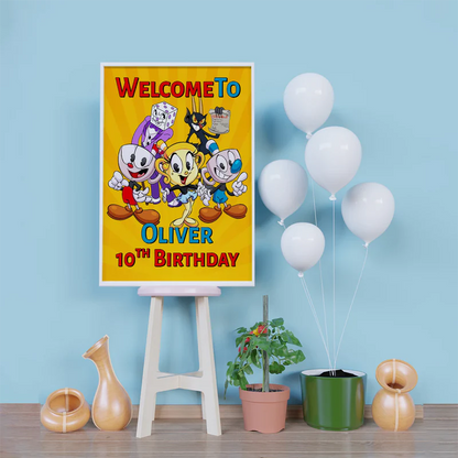 cuphead Birthday Decorations, netflix Party Supplies, cuphead games Themed, cuphead Digital Template, Editable CUPHEAD Image SVG PNG