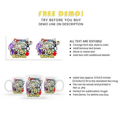 CUPHEAD Sublimation Mug Cartoon Theme Gift