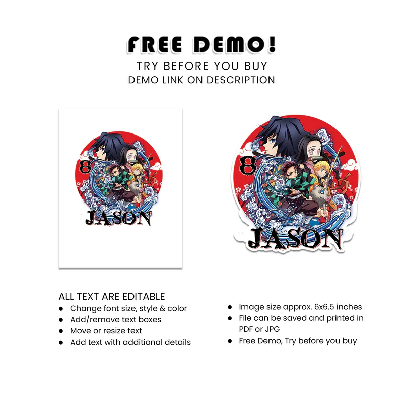 Demon Slayer Cake Toppers Custom Anime Party Decor