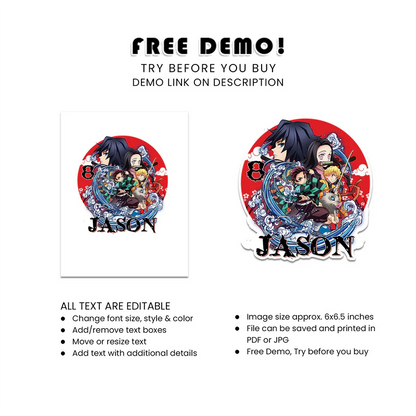 Demon Slayer Cake Toppers Custom Anime Party Decor