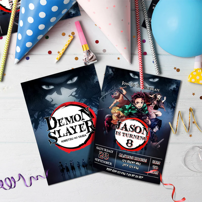 Demon Slayer Birthday Decorations, Anime Series Party Supplies, Demon Slayer Themed, Demon Slayer Digital Template, Editable Demon Slayer Image SVG PNG
