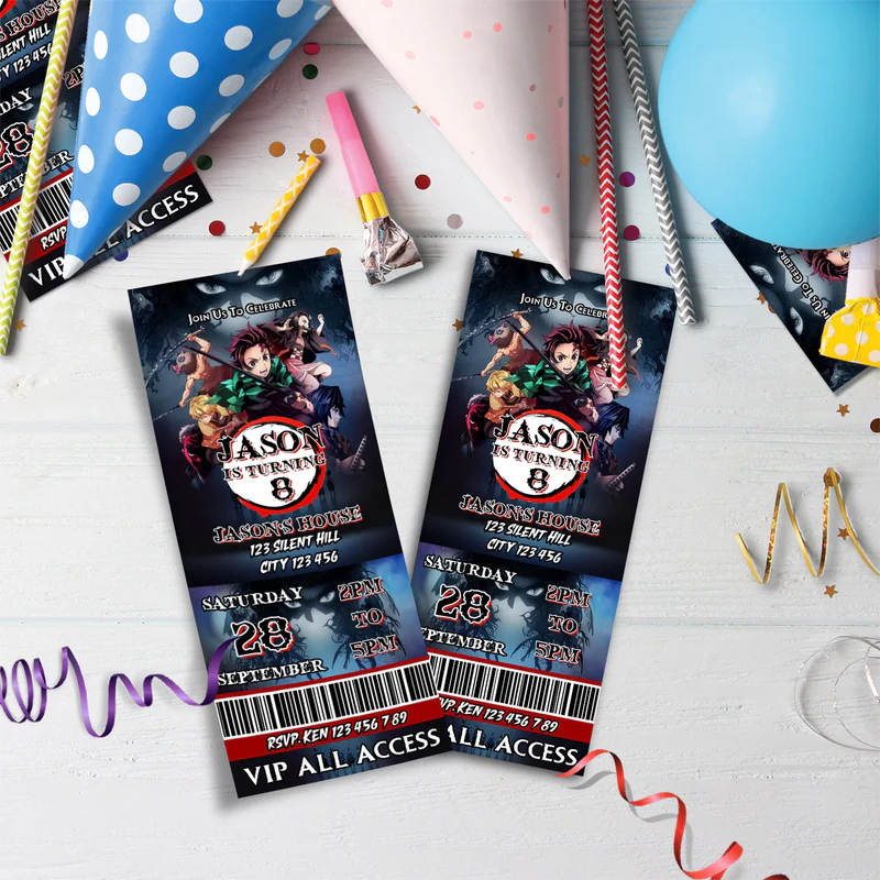 Demon Slayer Birthday Decorations, Anime Series Party Supplies, Demon Slayer Themed, Demon Slayer Digital Template, Editable Demon Slayer Image SVG PNG