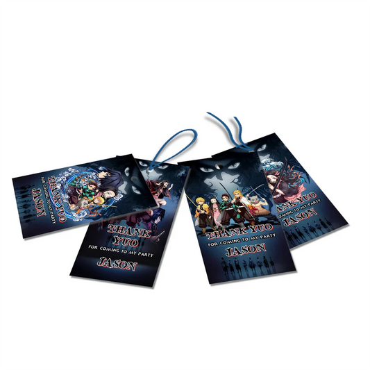 Demon Slayer favor tags with anime characters on white background