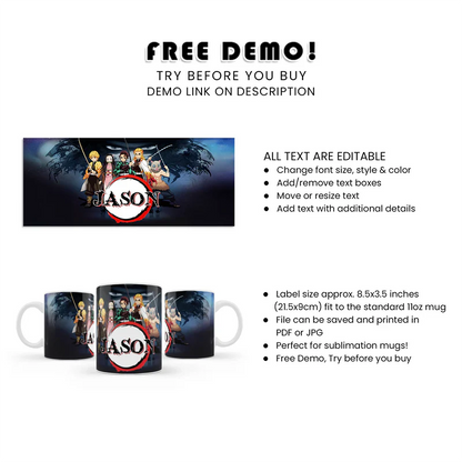 Demon Slayer Sublimation Mug Personalized Anime Gift