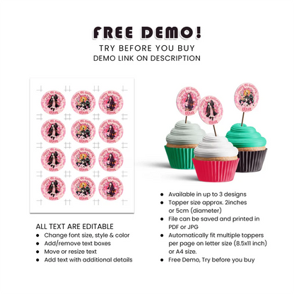 Demon Slayer Nezuko Cupcake Toppers Custom Birthday Party Decor