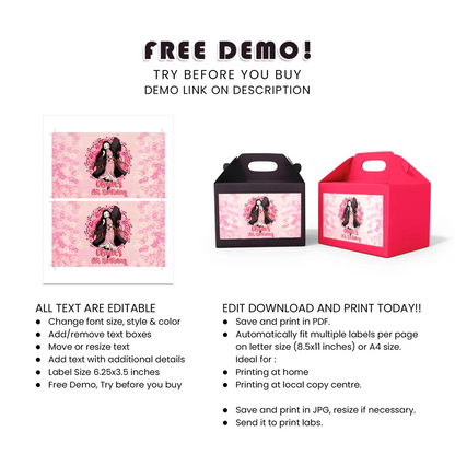 Demon Slayer Nezuko Treat Box Label Custom Party Favor Wrap