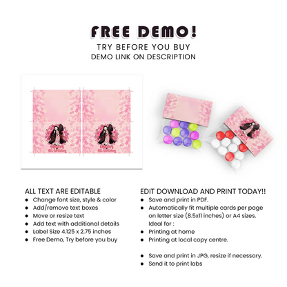 Demon Slayer Nezuko Treat Bag Topper Label Custom Favor Bag Seal