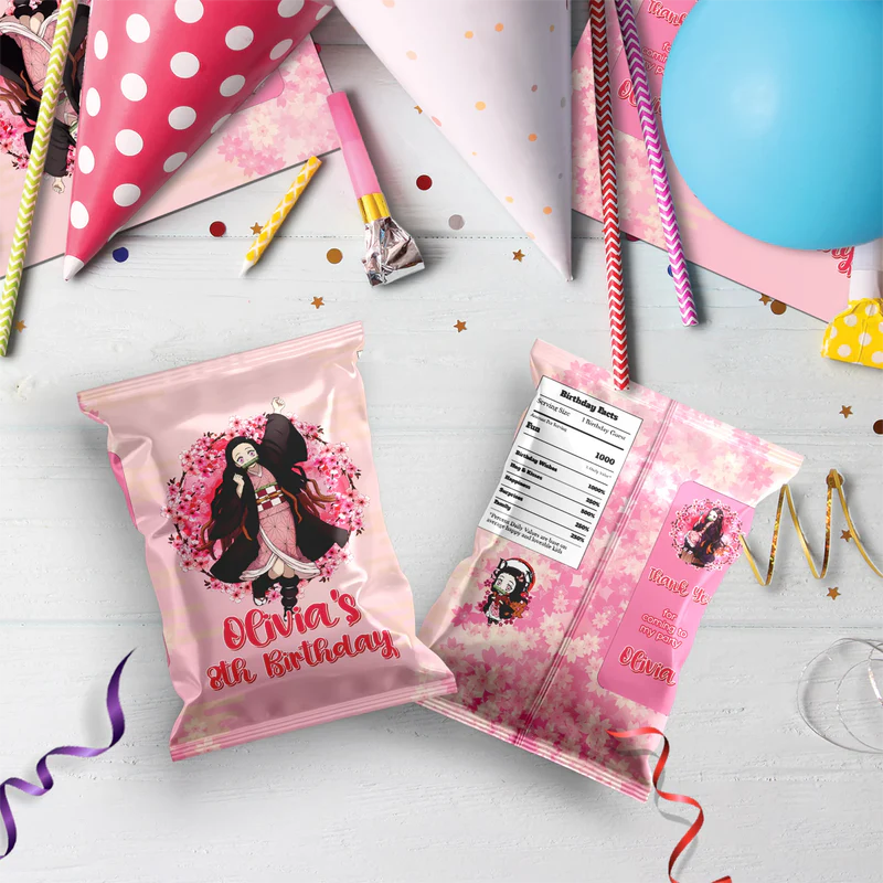 Demon Slayer  Birthday Decorations, Nezuko Party Supplies, Anime Themed, Demon Slayer Girl Digital Template, Editable Demon Slayer Nezuko Kamado Image SVG PNG