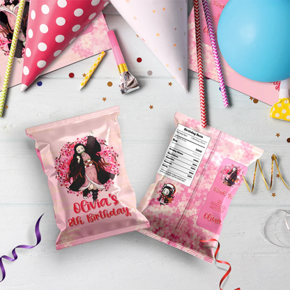 Demon Slayer  Birthday Decorations, Nezuko Party Supplies, Anime Themed, Demon Slayer Girl Digital Template, Editable Demon Slayer Nezuko Kamado Image SVG PNG