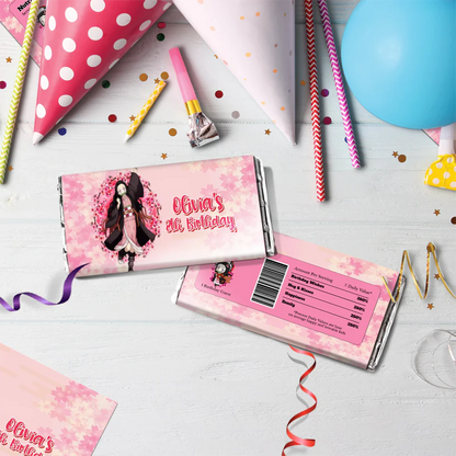 Demon Slayer  Birthday Decorations, Nezuko Party Supplies, Anime Themed, Demon Slayer Girl Digital Template, Editable Demon Slayer Nezuko Kamado Image SVG PNG