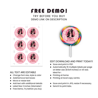 Demon Slayer Nezuko Lollipop Label Custom Round Sticker Wrapper