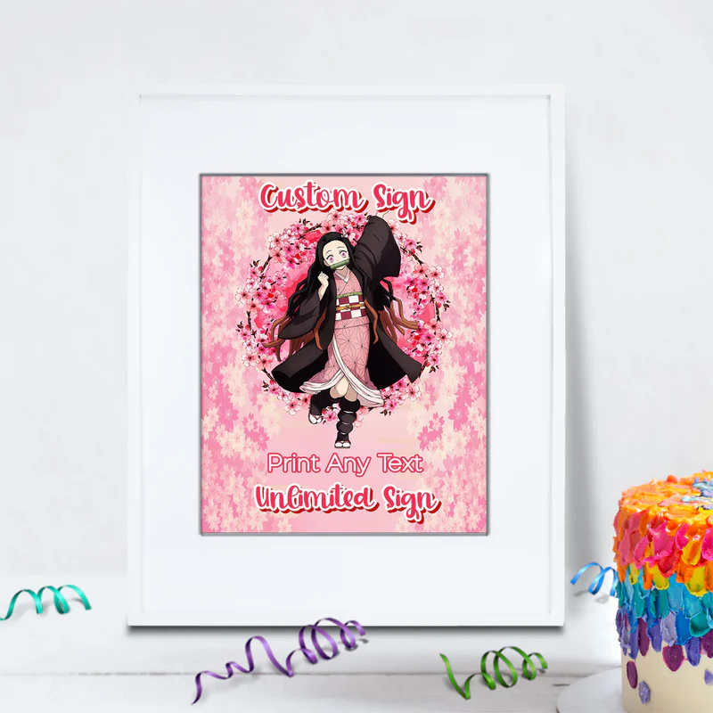 Demon Slayer  Birthday Decorations, Nezuko Party Supplies, Anime Themed, Demon Slayer Girl Digital Template, Editable Demon Slayer Nezuko Kamado Image SVG PNG