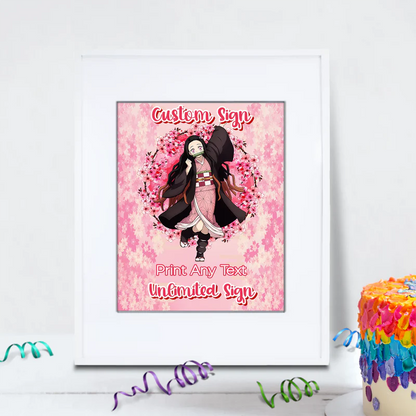 Demon Slayer  Birthday Decorations, Nezuko Party Supplies, Anime Themed, Demon Slayer Girl Digital Template, Editable Demon Slayer Nezuko Kamado Image SVG PNG