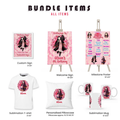 Demon Slayer Nezuko Party Pack Custom Birthday Decorations Bundle