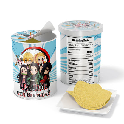 Small Pringles label with personalized Demon Slayer design