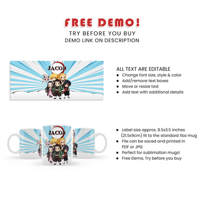 Demon Slayer Sublimation Mug : Personalized Demon Slayer Sublimation Mugs, Perfect for Gifts