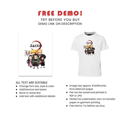Demon Slayer Sublimation T-Shirt : Personalized Demon Slayer Sublimation T-Shirts, Great for Fans