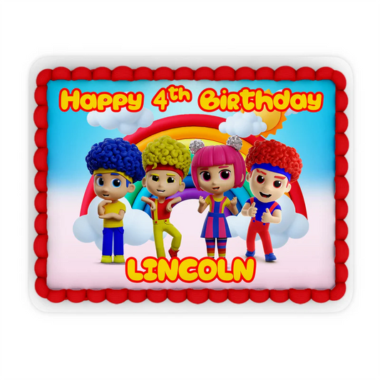 D Billions personalized edible sheet cake images with kids theme design and custom text, rectangular icing sheet on white background