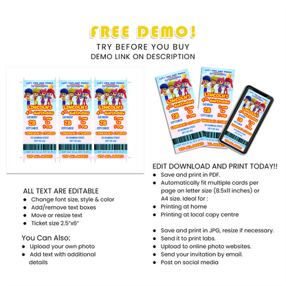 D Billions Personalized Birthday Ticket Invitations Party Theme