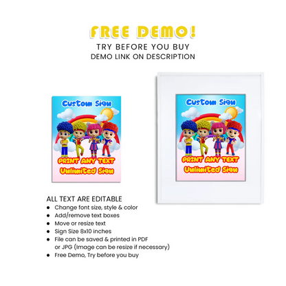 D Billions Custom Sign Kids Birthday Party Decor