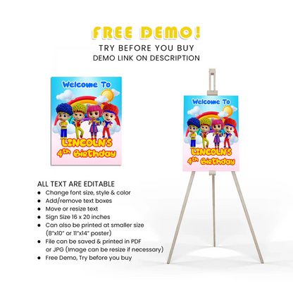 D Billions Welcome Sign Kids Party Entrance Decor