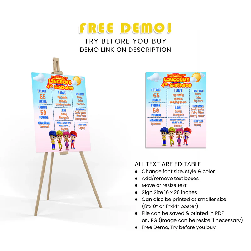 D Billions Milestone Poster Kids Birthday Stats Decor
