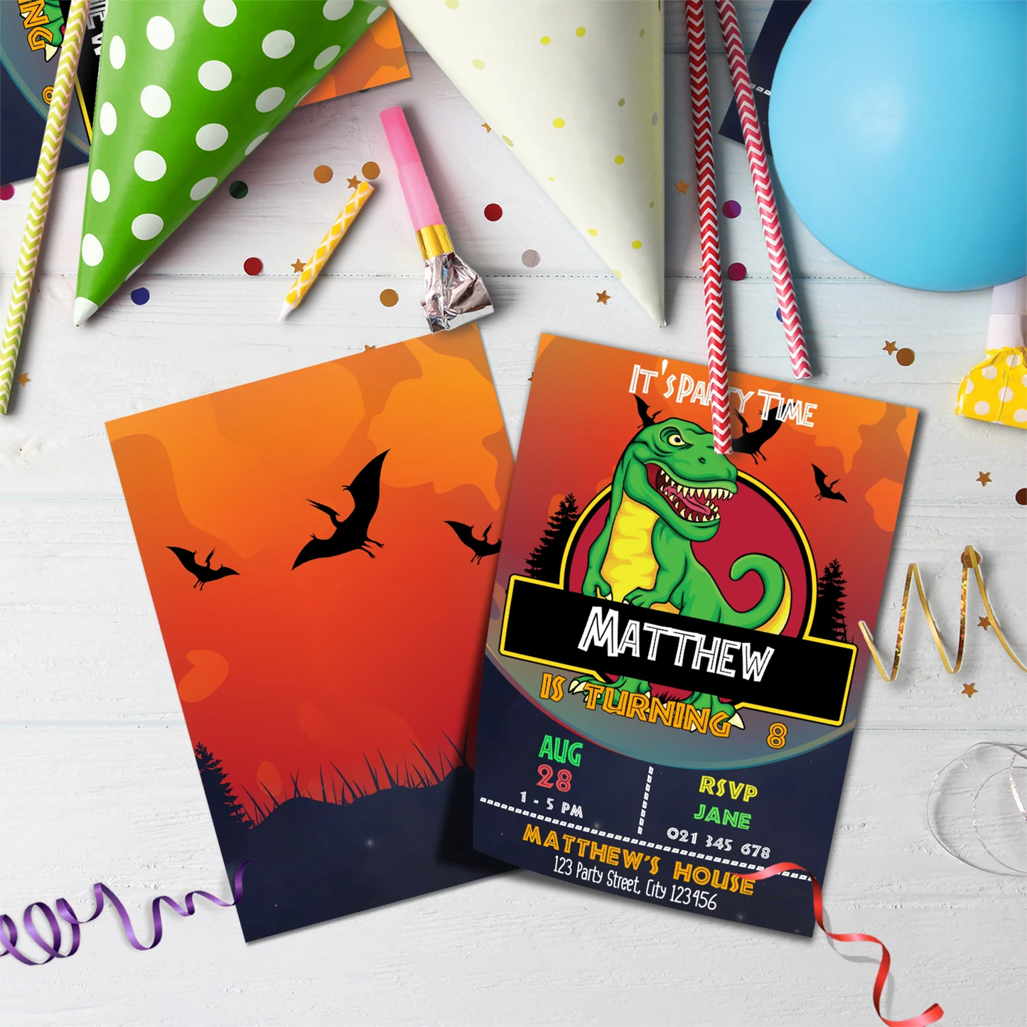 Dinosaur Birthday Decorations, Trex Party Supplies, Jurassic Park Themed, Dinosaurs Digital Template, Editable Dinosaur Image SVG PNG