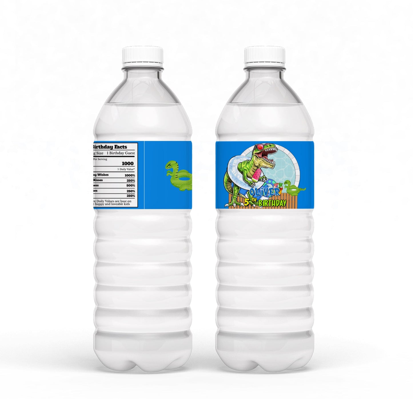 Custom label for dinosaur-themed water bottle
