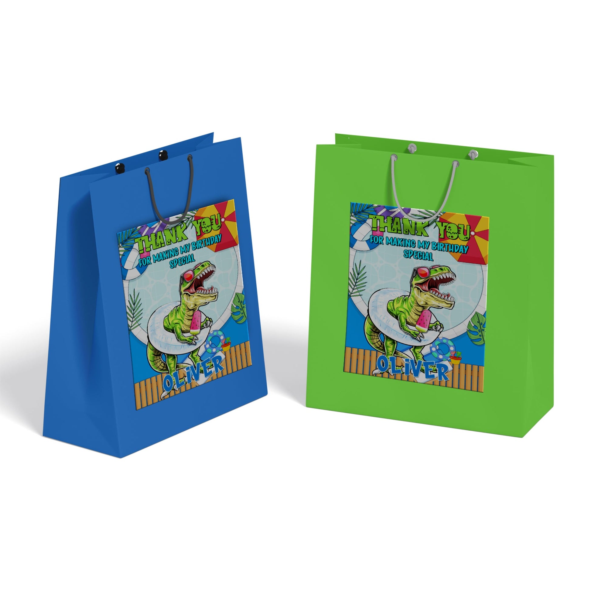 Dinosaur-themed goody bag labels for party giveaways