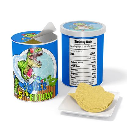 Custom small Pringles label with dinosaur design