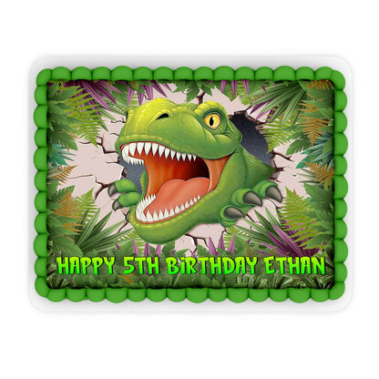 dinosaur-themed edible sheet cake image