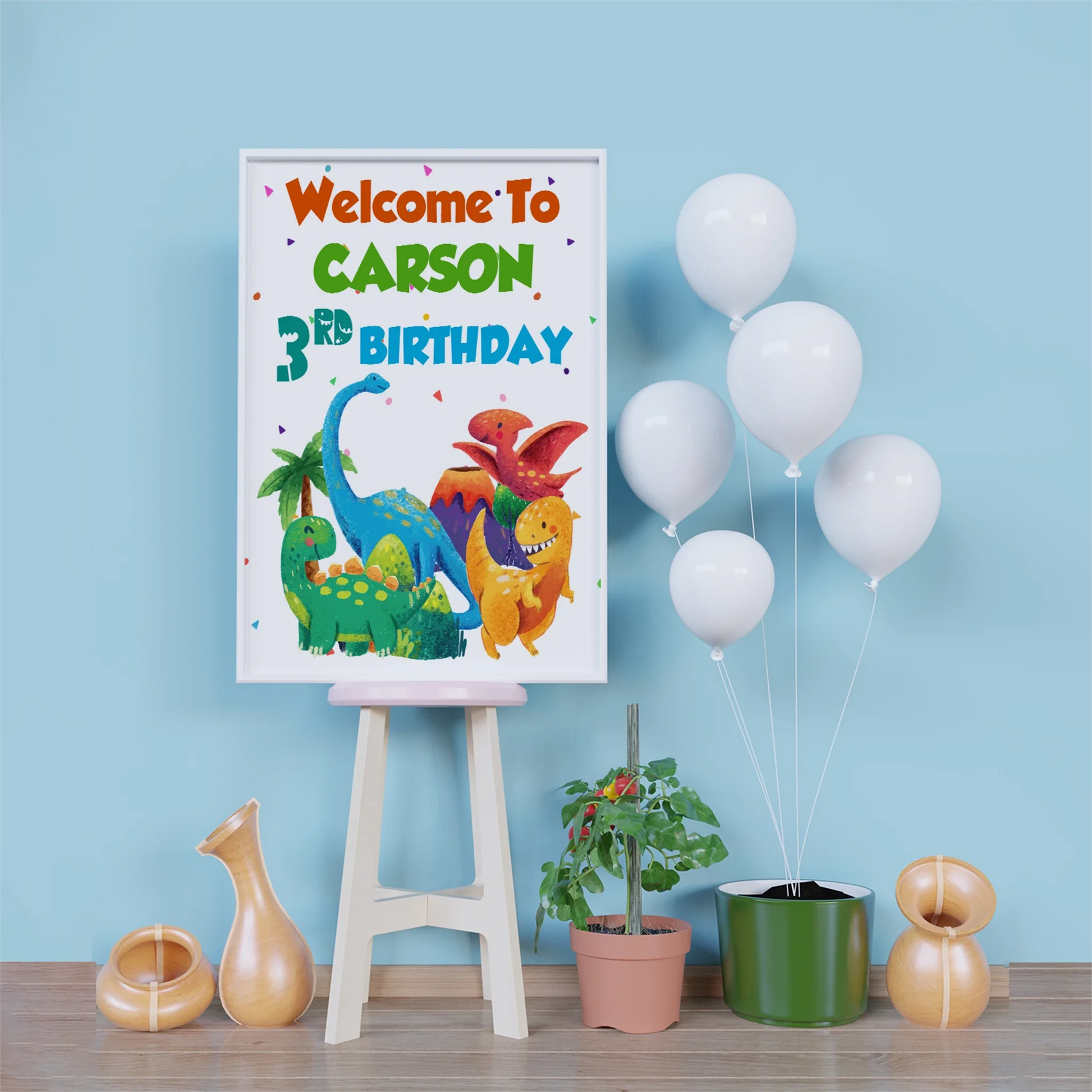 Dinosaur Birthday Decorations, Dino Pool Party Party Supplies, Trex Themed, Jurassic World Digital Template, Editable Dinosaur Image SVG PNG