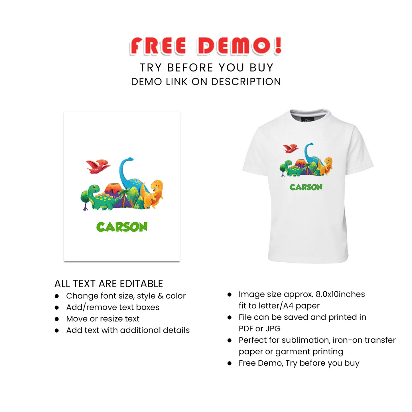 Dinosaur Sublimation T-Shirt