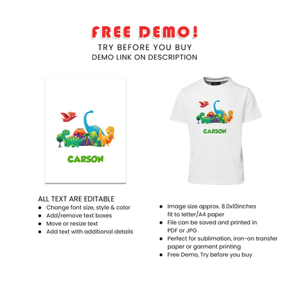 Dinosaur Sublimation T-Shirt