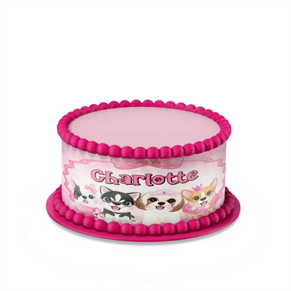 Puppy & Dog custom cake strips with cute paw print patterns displayed neatly on a clean white background